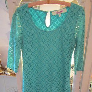 EmmaLee dress bust 34 greenish blue lace lined
